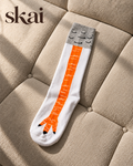 Orange Giraffe White Socks
