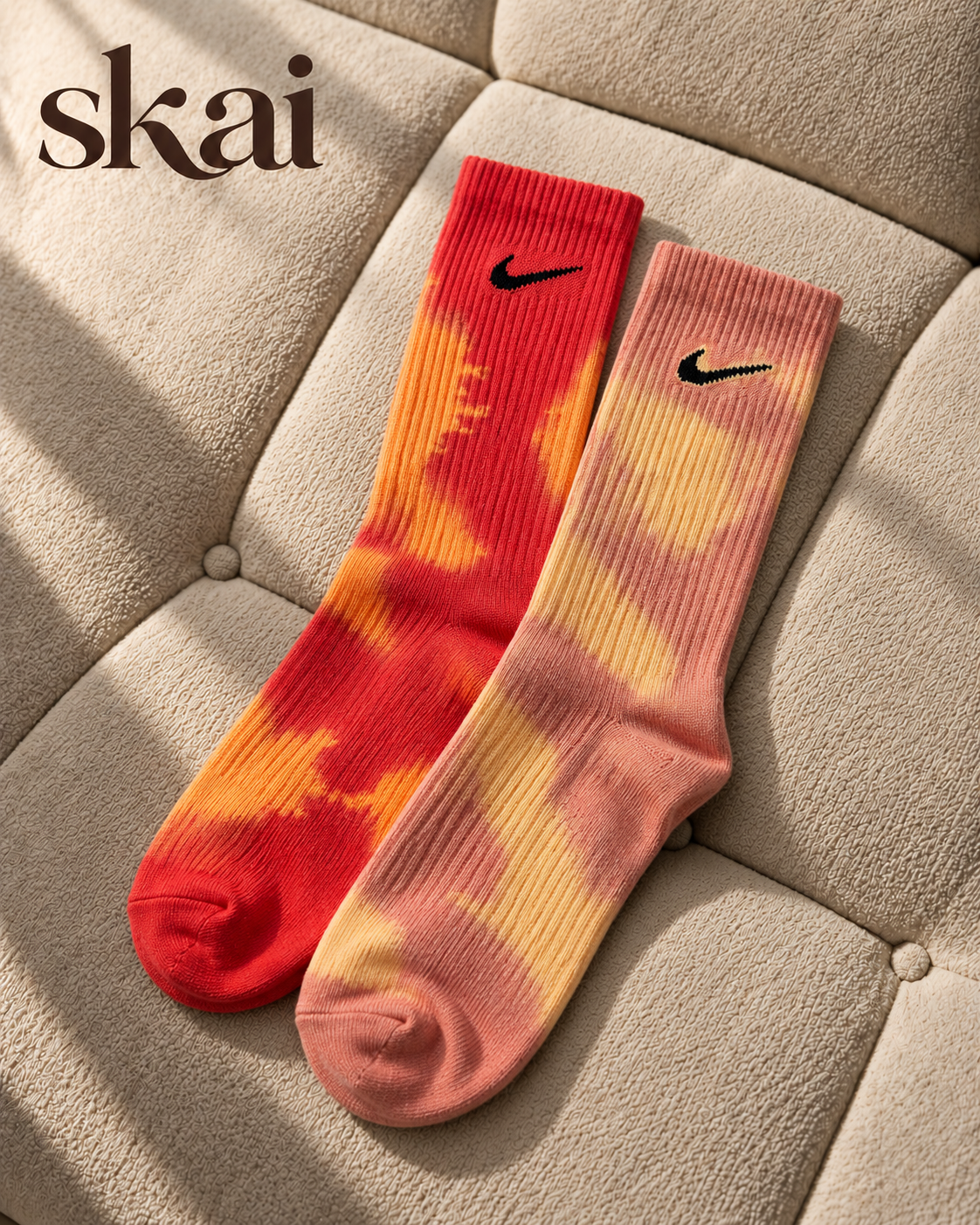 Red & Pink Tie-Dye Socks Set