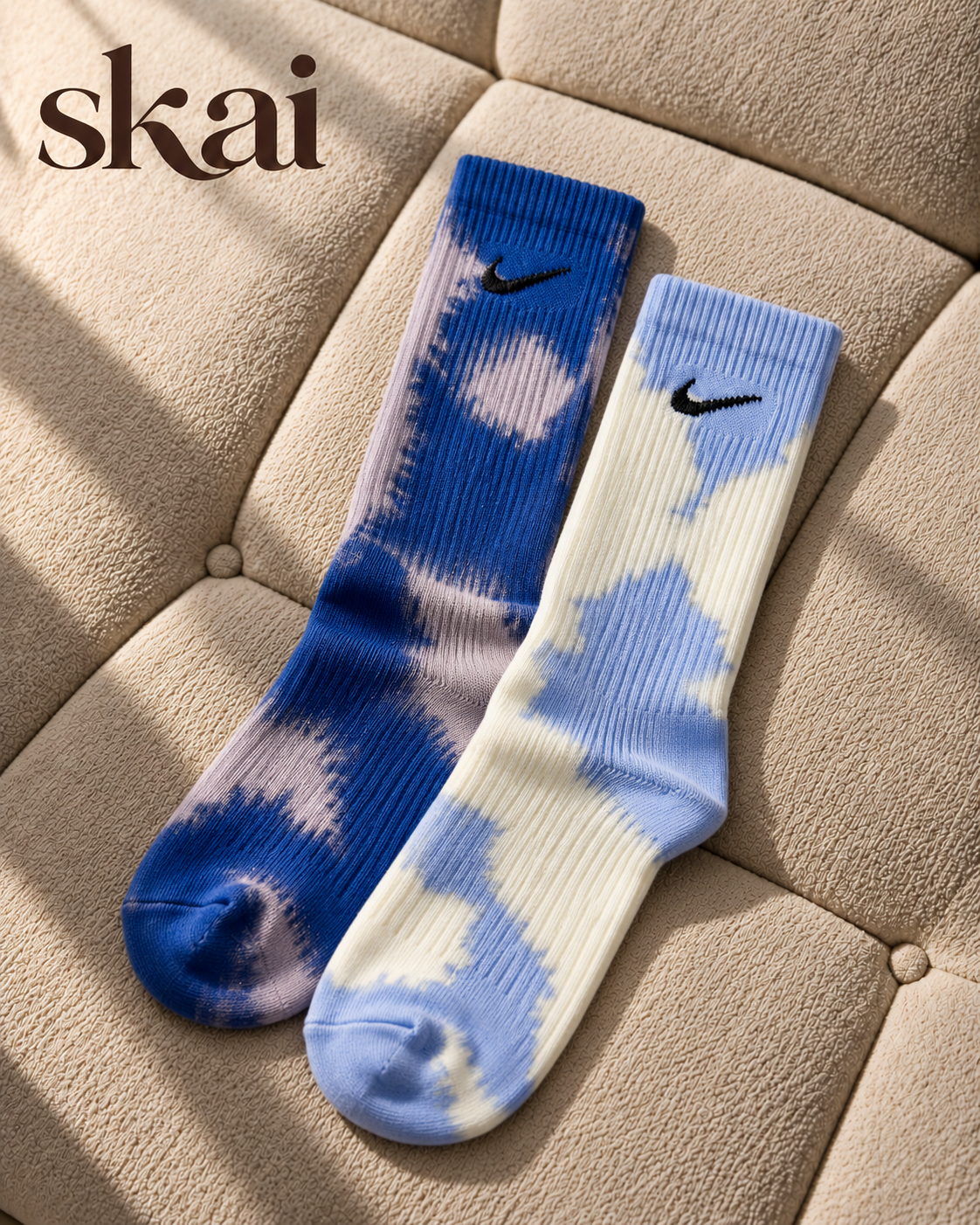 Blue Tie-Dye Socks Set